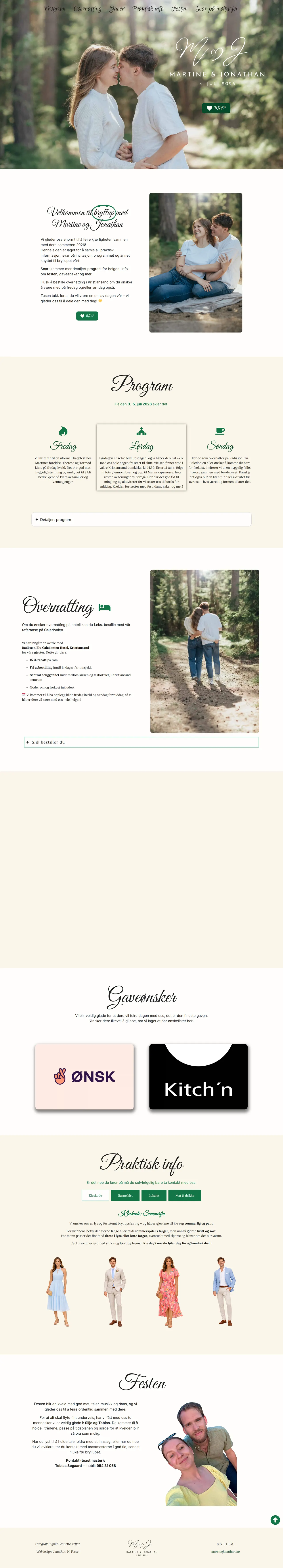 Hele forsiden til Martine & Jonathan